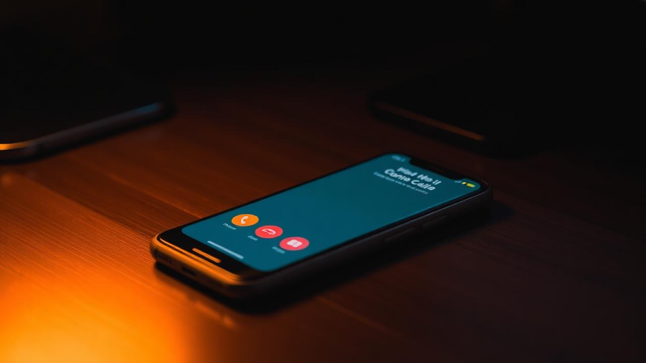 Smartphone affichant un appel manqué sur un bureau en bois